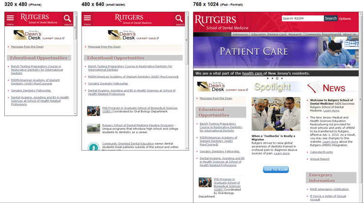 Rutgers School of Dental Medicine Responsive Website