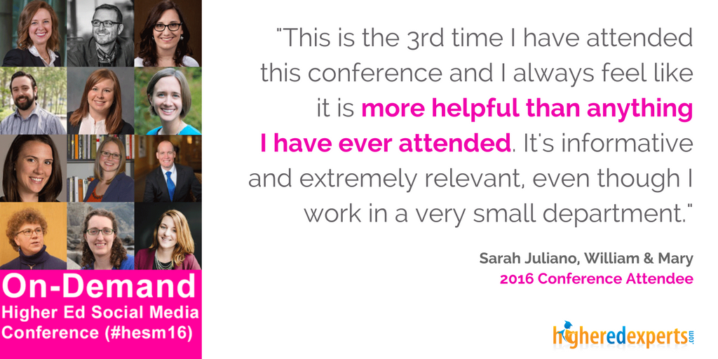 Higher Ed Marketing Conference testimonial from attendee