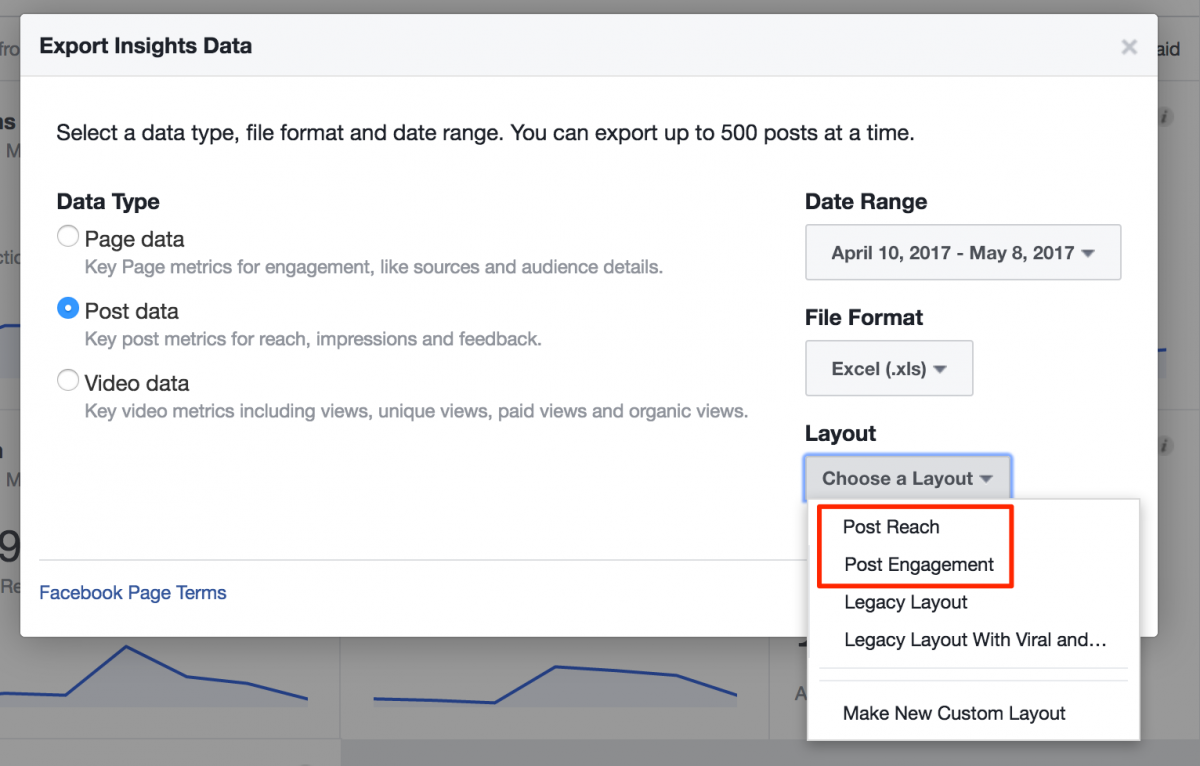 Layouts in Facebook Insights Export