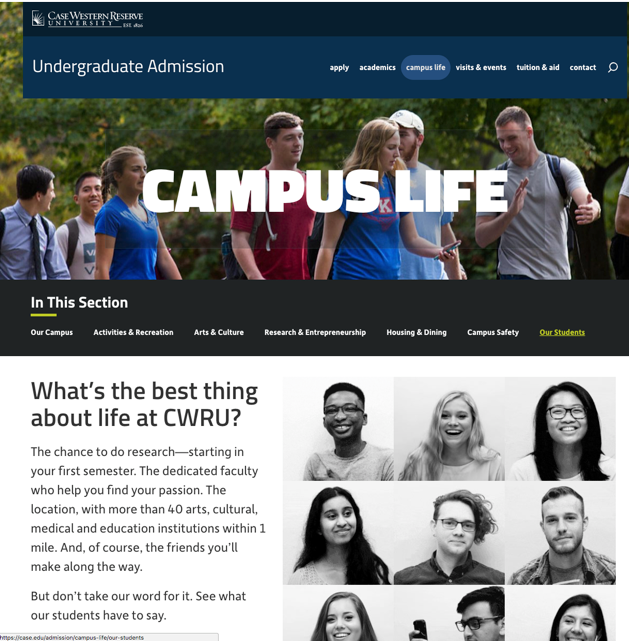 CASE Website with Student Ambassador GIF